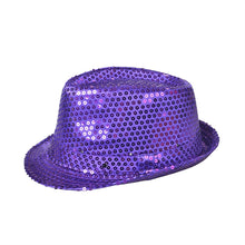 Load image into Gallery viewer, Unisex Flashing LED Hat Jazz Hats for Adult with Glitter Sequins for Party Costume