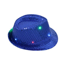Load image into Gallery viewer, Unisex Flashing LED Hat Jazz Hats for Adult with Glitter Sequins for Party Costume