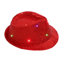 Load image into Gallery viewer, Unisex Flashing LED Hat Jazz Hats for Adult with Glitter Sequins for Party Costume