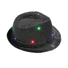Load image into Gallery viewer, Unisex Flashing LED Hat Jazz Hats for Adult with Glitter Sequins for Party Costume