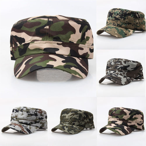 Outdoor Camo Tactical Plain Vintage Army Military Cadet Style Cap Hat Adjustable