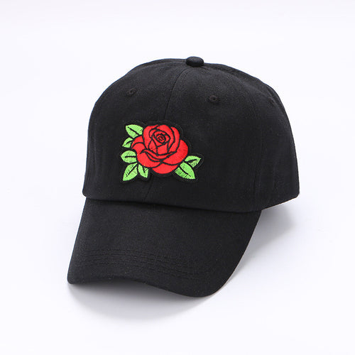 New Korean Cotton Hat Embroidery Baseball Cap Rose Embroidery Cap Lipprint Tide Hat