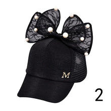 Load image into Gallery viewer, Summer Childrens Net Cap M Standard Bow Pearl Baseball Hat Men and Women Baby Visor Cap