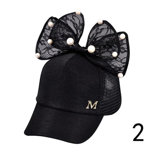 Summer Childrens Net Cap M Standard Bow Pearl Baseball Hat Men and Women Baby Visor Cap