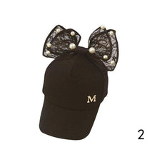 Load image into Gallery viewer, Spring Summer Children Baseball Cap Girls Snapback Hip Hop Caps Rabbit Ear Pearl Big Bow Kids Sun Hat