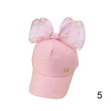 Load image into Gallery viewer, Spring Summer Children Baseball Cap Girls Snapback Hip Hop Caps Rabbit Ear Pearl Big Bow Kids Sun Hat