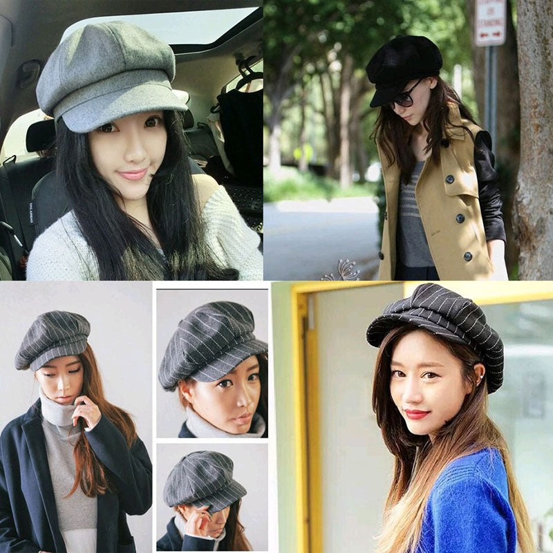 1 Pcs Women s Fashion Octagonal Hat Painters Newsboy Cap Beret Thick Warm Winter Hats