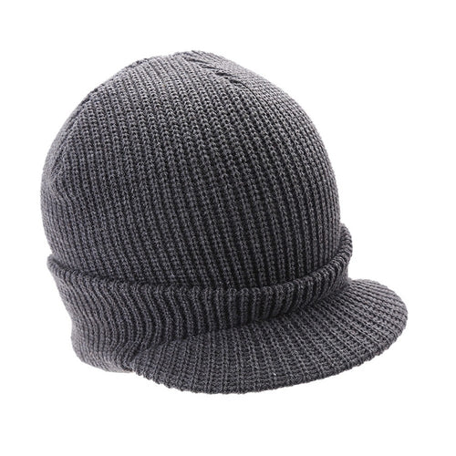 Peak Knit Visor Beanie Winter Hat Women Warm Cape (Dark Gray)