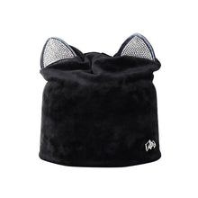 Load image into Gallery viewer, Women Caps Autumn Winter Velvet Beanie Sweet Cute Animal Cat Ear Hat Shiny Rhinestones Warm Cap Skullies Kawaii Bonnet Headwear
