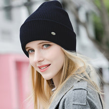 Load image into Gallery viewer, New Fashion Women Family Stretch Beanies Roll-Up Brim Knitted Hat Solid Color Ribbed Skullies Baggy Winter Warm Bonnet Caps