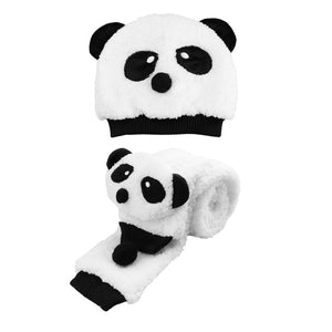 2019 Autumn Winter Kids Caps Toddler Girl Boy Cute Panda Hat Scarf Set Fleece Beanie Warm Cap Unisex Two-Piece Set Bobble Hat